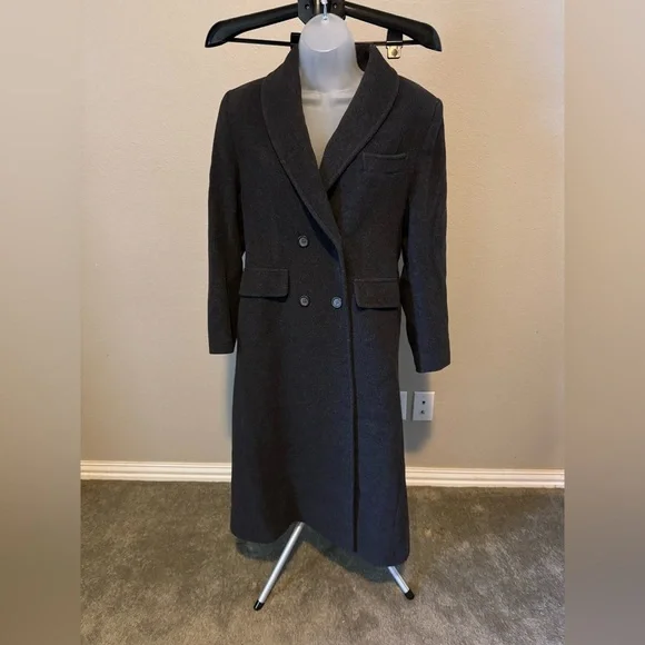 John Weitz Cashmere Wool blend Double-Breasted Dark Gray Coat Sz 4p - Picture 1 of 15